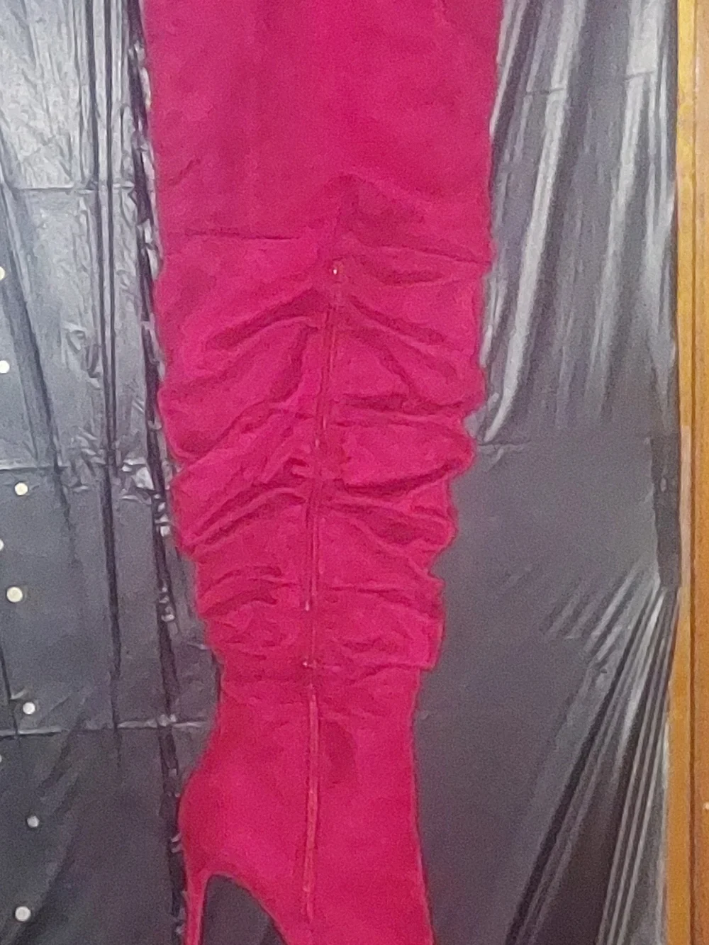 Hot Pink Ruched Zipper Dress